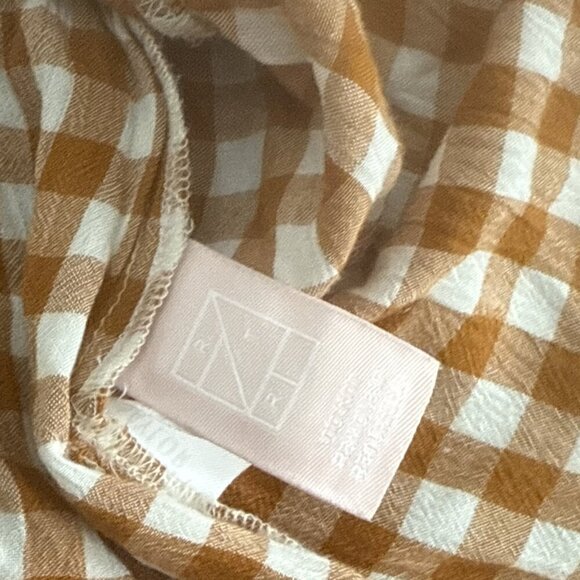 SAYLOR Glenny Gingham Puff Sleeve Top Orange White Size L - Picture 8 of 10